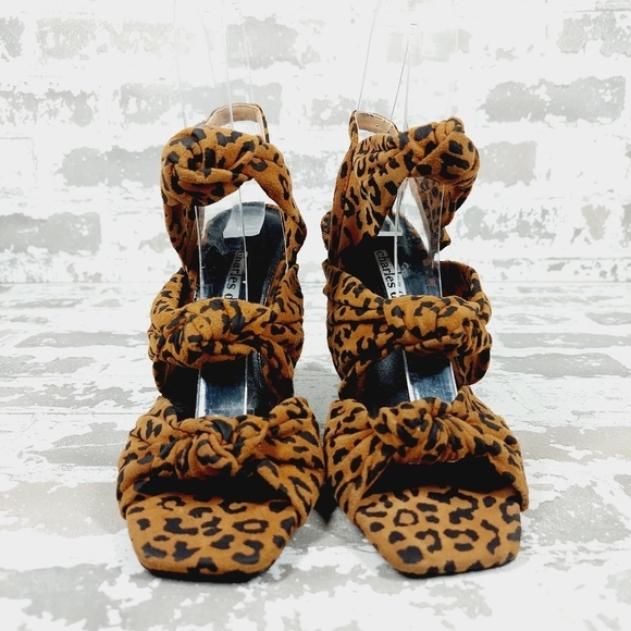 NEW Charles David Vinnie Leopard Print High Heeled Buckle Sling Back Sandal M915 - Picture 3 of 13
